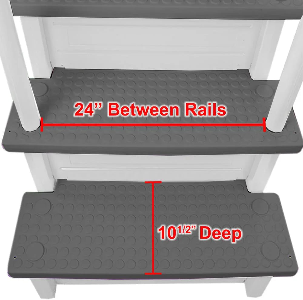 Select Anti-Slip in-Pool Steps | Gray | for Above GroundSwimming Pools | Can Mount to Decks 48" to 54" H | SafetyStairs Capacity Up to 300 lbs