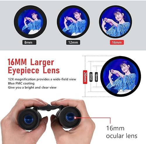 12X42 HD Binoculars for Adults, Professional Large View Binoculars with Clear Low Light Vision, Waterproof Binoculars for Bird Watching, Hunting, Travel, Hiking, Sports, Concerts
