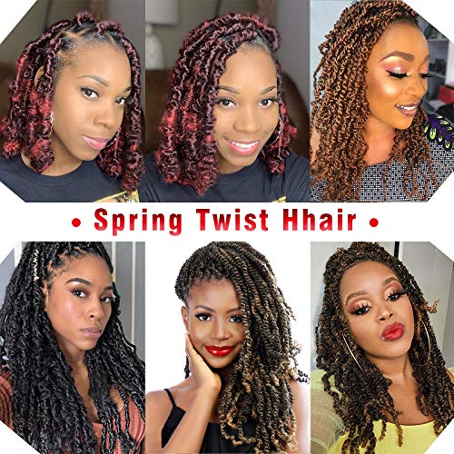 14 Inch Spring Twist Crochet Braids Hair for Butterfly Locs Bomb Twist Crochet Hair Beyond Beauty Ombre Colors Synthetic Fluffy Hair Extension 3 Packs 30 Strands 190g/Pack(14 Inch, T1B 30)