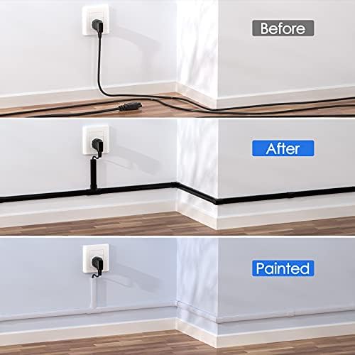 125in Black Cord Cover, Black Cord Hider Cable Raceway Kit for Mount TVs, Wire Hider Cord Management, Cable Hider for Home Office, 8X L15.7 W1.18 H0.6, Large, Black