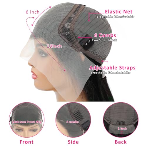 13x6 Body Wave Lace Front Wigs Human Hair Pre Plucked HD Transparent Lace Frontal Wigs Human Hair 180% Density Glueless Wigs Human Hair with Baby Hair for Women 26 Inch