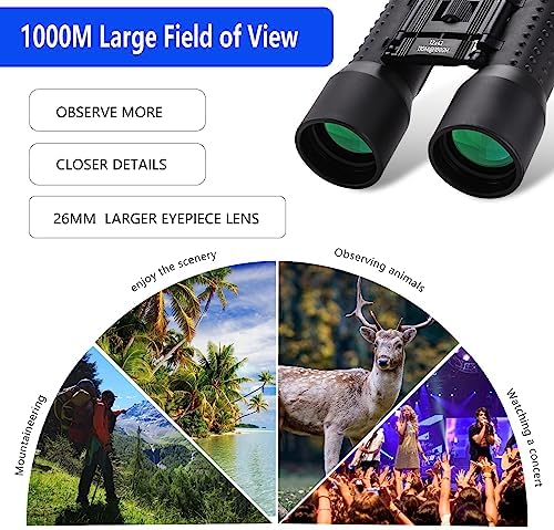 12X42 HD Binoculars for Adults, Professional Large View Binoculars with Clear Low Light Vision, Waterproof Binoculars for Bird Watching, Hunting, Travel, Hiking, Sports, Concerts