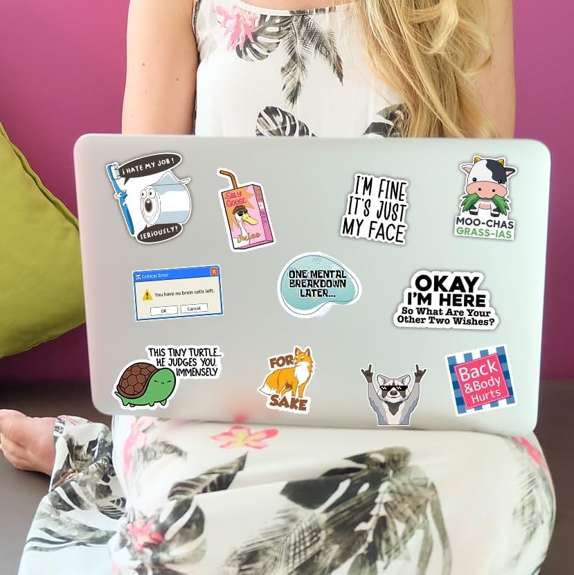 130 Pcs Funny Saying Stickers for Adults Quote Water Bottles Stickers Pack Waterproof Cool Stickers for Laptop, Bumper, Phone, Hard Hats, Wall, Window Decals