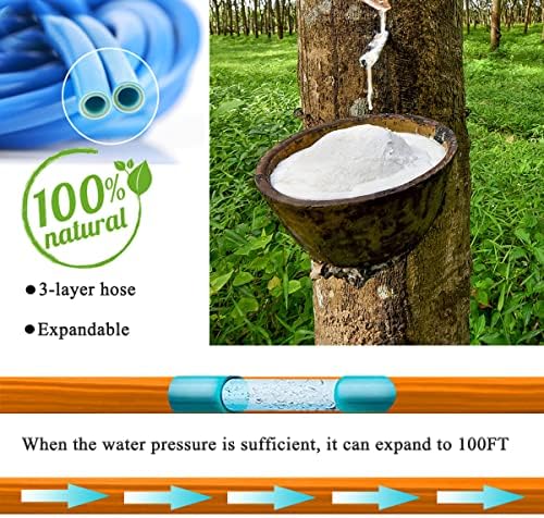 100ft Expandable Garden Hose with 10-Function Spray Nozzle, 3/4" Solid Brass Fittings, Durable Metal Connectors, Lightweight & Flexible Water Pipe for Gardening, Car Washing, and Outdoor Pet Cleaning