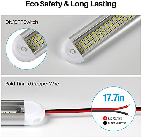 12v LED Interior Light Bar，CT CAPETRONIX 120LEDs 1500LM 8W DC 12 Volt led Strip Lights with ON/Off Switch，for Enclosed Cargo Trailer, Car RV Van Truck Lorry Camper Boat Caravan Motorhome (4Pack)