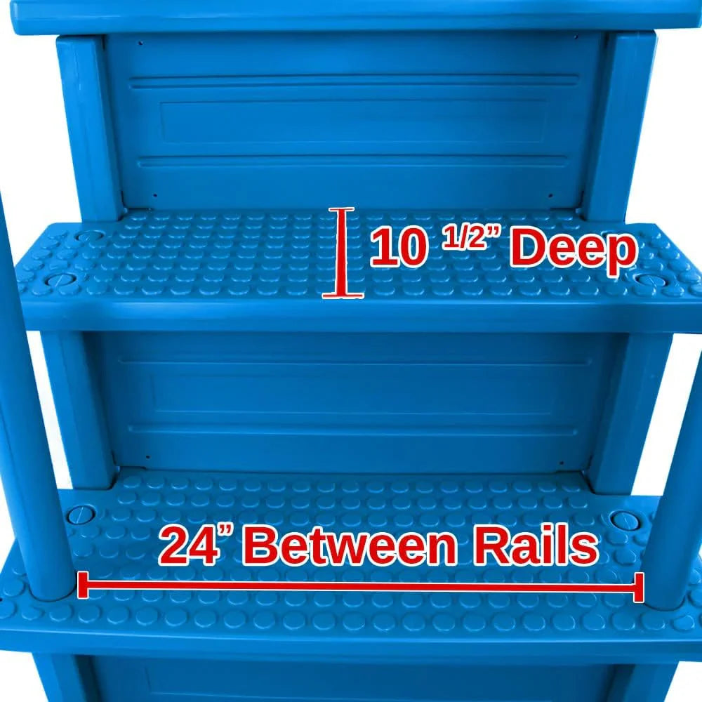 Select Anti-Slip in-Pool Steps | Gray | for Above GroundSwimming Pools | Can Mount to Decks 48" to 54" H | SafetyStairs Capacity Up to 300 lbs