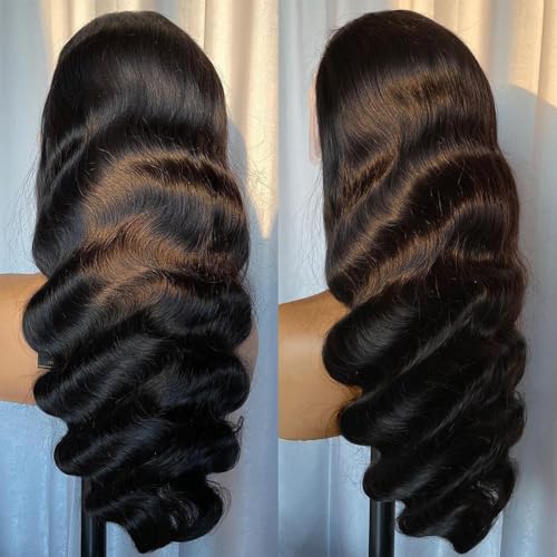 13x6 Lace Front Wigs Human Hair Pre Plucked 180% Density Body Wave Human Hair Lace Front Wigs for Women HD Transparent Lace Frontal Wigs Human Hair Brazilian Bleached Knots with Baby Hair 30inch