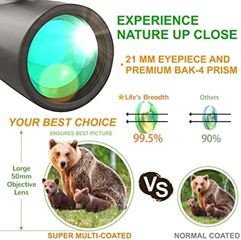 12x52 Monocular Telescope with Smartphone Adapter and Upgraded Tripod, HD Handheld Telescope - High Powered Monocular Scope for Adults - Birdwatching - Gifts for Men Him Dad Husband Boyfriend (Black)