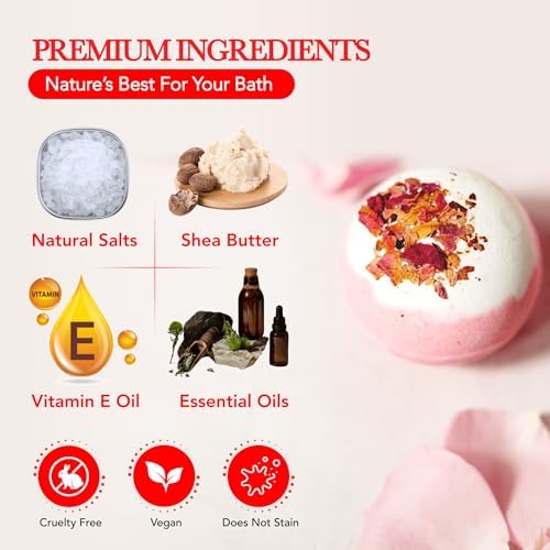 12 Bath Bombs for Women Gift Set – 3 Oz Handmade Large Bath Bombs Perfect for Bubble Spa Relaxing Her/Him, Wife – Organic Bath Bombs Fizzies with Moisturizing Shea Butter, Valentines Day Gift
