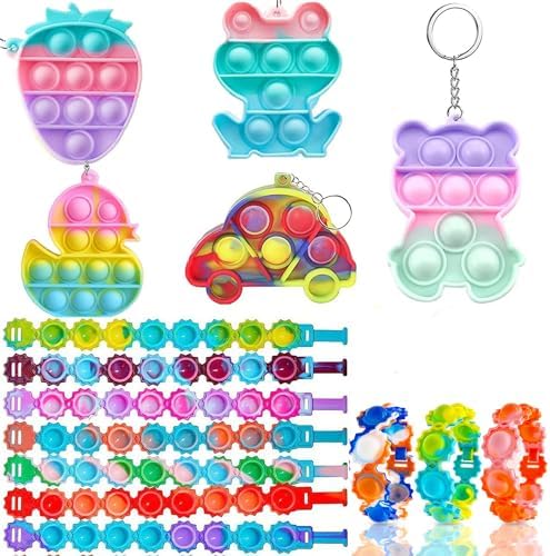 118 Pcs Party Favors for Kids, Pop Fidget Toys, Treasure Box Toys, Classroom Prizes, Pinata Filler Goodie Bag Stuffers, Treasure Chest, Carnival Prize Box Toys for Boys Girls 4-8-12