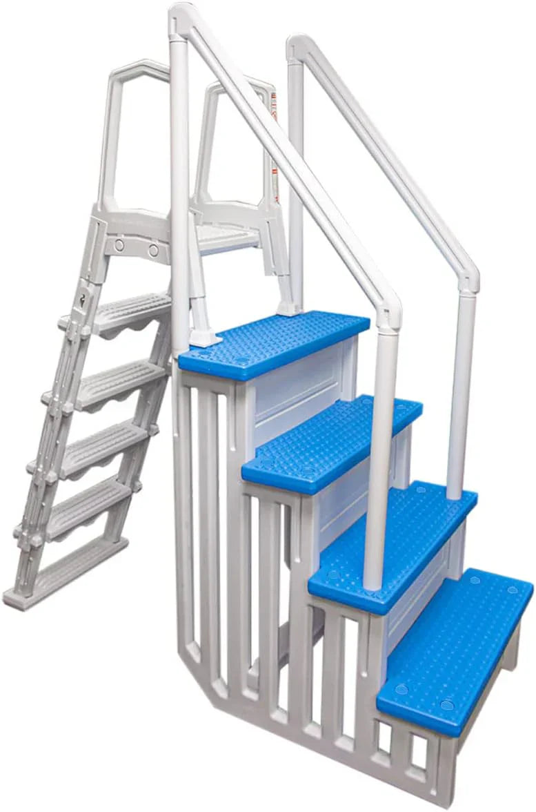 Select Anti-Slip in-Pool Steps | Gray | for Above GroundSwimming Pools | Can Mount to Decks 48" to 54" H | SafetyStairs Capacity Up to 300 lbs
