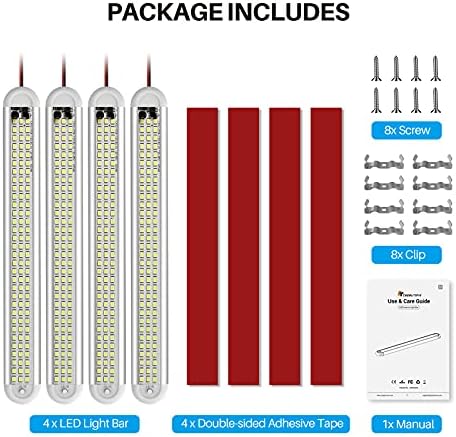 12v LED Interior Light Bar，CT CAPETRONIX 120LEDs 1500LM 8W DC 12 Volt led Strip Lights with ON/Off Switch，for Enclosed Cargo Trailer, Car RV Van Truck Lorry Camper Boat Caravan Motorhome (4Pack)