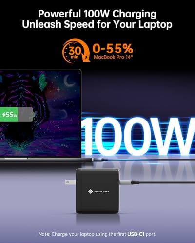 100W USB C Charger, 120W MacBook Pro Charger, 3-Port GaN Fast Charger with PD3.0, PPS, USB C Charger for MacBook pro & MacBook Air, ipad Air, iPhone 15, iPad, Laptops and All USB C Device