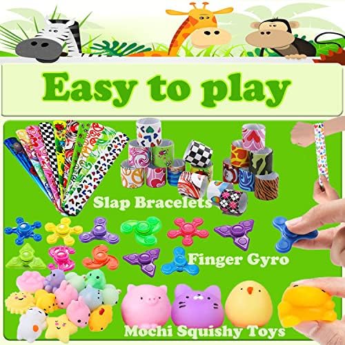 107 PCS Party Favors Toys for Kids, Treasure Box Toys for Classroom, Pop Fidget Toys Treasure Chest for Kids Prizes Classroom, Bulk Pinata Stuffers Goodie Bag Fillers for Kids 4-8