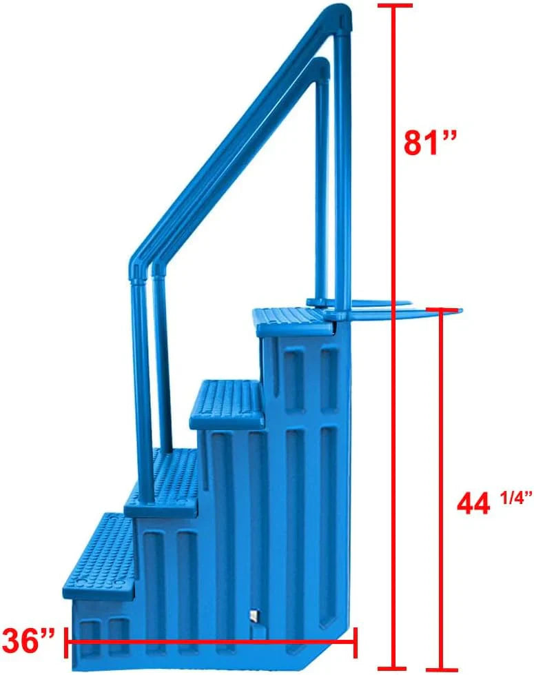 Select Anti-Slip in-Pool Steps | Gray | for Above GroundSwimming Pools | Can Mount to Decks 48" to 54" H | SafetyStairs Capacity Up to 300 lbs