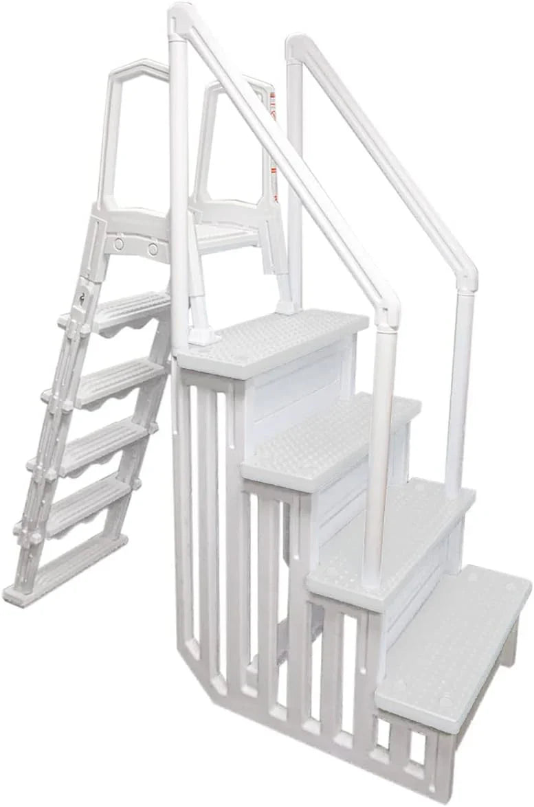 Select Anti-Slip in-Pool Steps | Gray | for Above GroundSwimming Pools | Can Mount to Decks 48" to 54" H | SafetyStairs Capacity Up to 300 lbs