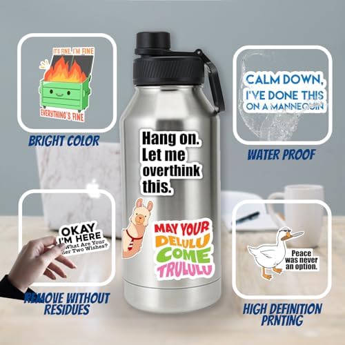 130 Pcs Funny Saying Stickers for Adults Quote Water Bottles Stickers Pack Waterproof Cool Stickers for Laptop, Bumper, Phone, Hard Hats, Wall, Window Decals