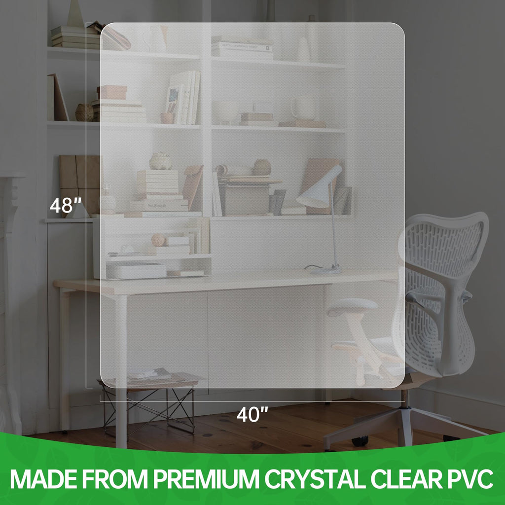 100pointONE Large Office Chair Mat for Hardwood Floor, 40” x 48” Clear Desk Chair Mat for Hard Floors, Easy Glide Floor Protector Mat for Home Office Rolling Chair