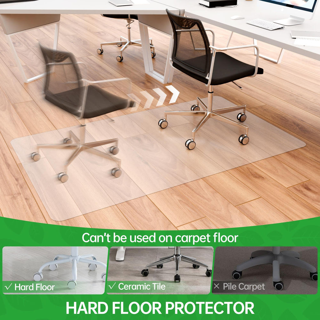 100pointONE Large Office Chair Mat for Hardwood Floor, 40” x 48” Clear Desk Chair Mat for Hard Floors, Easy Glide Floor Protector Mat for Home Office Rolling Chair