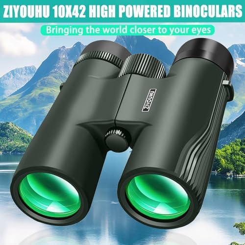 10x42 Binoculars for Adults High Powered- Large View with Clear Vision Waterproof & Fogproof Lightweight Easy Focus Compact Binoculars for Bird Watching Hunting Travel Sports Opera Concert