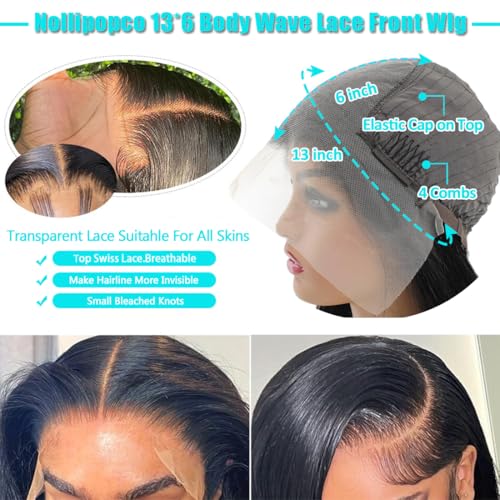 13x6 Body Wave Lace Front Wigs Human Hair 200 Density 22inch HD Lace Frontal Wigs Human Hair Pre Plucked with Baby Hair 12A Glueless Frontal Wigs Human Hair for Black Women