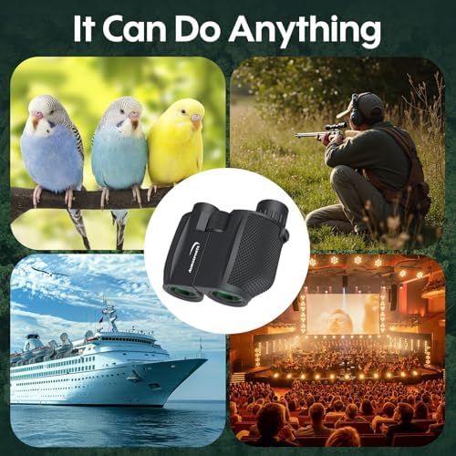 10x25 Compact Binoculars for Adults Kids - Aurosports Pocket High Powered Binoculars with Large View - Small Binoculars for Hunting Bird Watching Stargazing Travel Hiking Opera