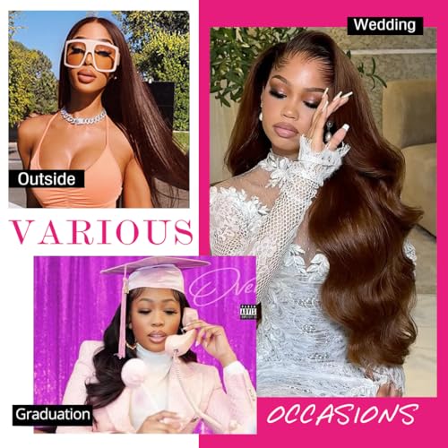 12A Human Hair Bundles Brown 20 22 24 Inch Straight 4 Bundles Human Hair Unprocessed Brazilian Bundles Human Hair Chocolate Brown Human Hair Extensions Double Weft Remy Hair Bundles #4 Color