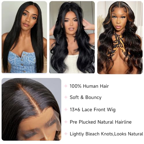 13x6 Lace Front Wigs Human Hair 26 Inch Body Wave Lace Front Wigs Human Hair Pre Plucked 200% Density Real Wigs Human Hair with Baby Glueless Wigs Hair Human Hair Lace Front Wigs