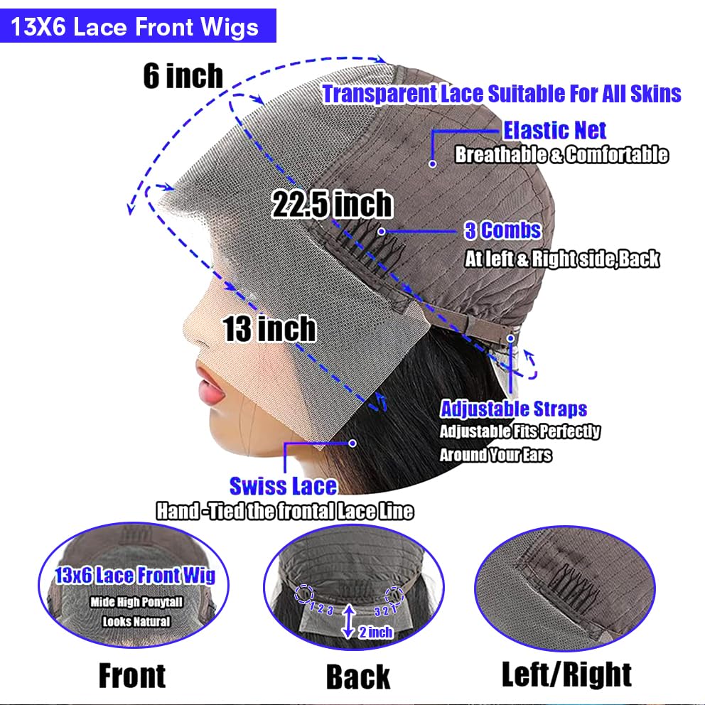 13x6 Lace Front Wigs Human Hair Pre Plucked Body Wave Lace Front Wigs Human Hair 13x6 HD Lace Front Wigs Human Hair 200% Density Glueless Wigs Human Hair Lace Front Wigs for Women 24 Inch