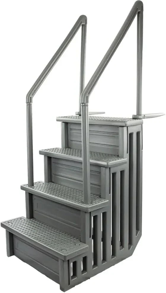 Select Anti-Slip in-Pool Steps | Gray | for Above GroundSwimming Pools | Can Mount to Decks 48" to 54" H | SafetyStairs Capacity Up to 300 lbs