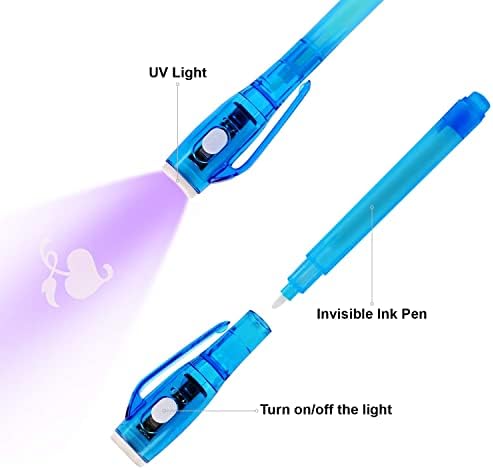 12 Invisible Ink Pen with UV Light and 12 Top Secret Notebook Set.Party Favors for Kids 8-12,Escape Room Party Favors,Birthday Christmas Gift for kids,Goodie Bag Stuffers for Kids 8-12,Spy Party favor