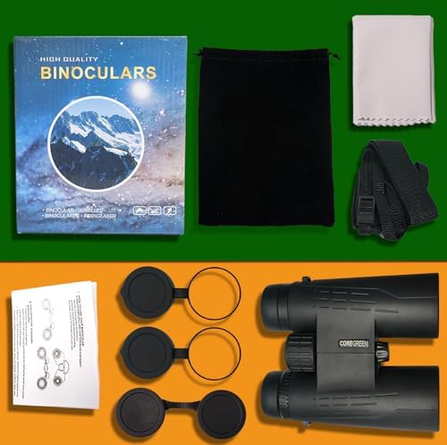 10x42 HD Binoculars for Adults High Powered, Coregreen BAK-4 Prism FMC Lens Professional Binoculars, Large View Binoculars with Clear Low Light Vision for Bird Watching Hunting Hiking Travel Cruise