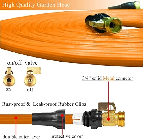 100ft Expandable Garden Hose with 10-Function Spray Nozzle, 3/4" Solid Brass Fittings, Durable Metal Connectors, Lightweight & Flexible Water Pipe for Gardening, Car Washing, and Outdoor Pet Cleaning