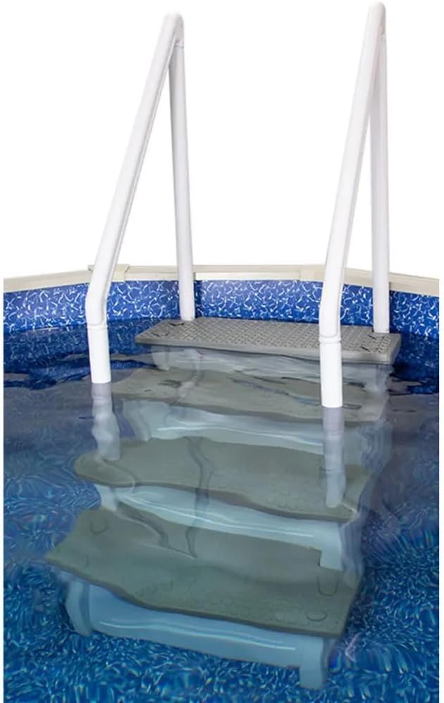 Select Anti-Slip in-Pool Steps | Gray | for Above GroundSwimming Pools | Can Mount to Decks 48" to 54" H | SafetyStairs Capacity Up to 300 lbs