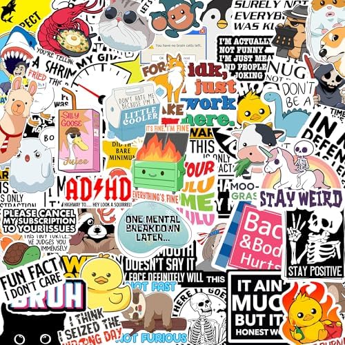 130 Pcs Funny Saying Stickers for Adults Quote Water Bottles Stickers Pack Waterproof Cool Stickers for Laptop, Bumper, Phone, Hard Hats, Wall, Window Decals