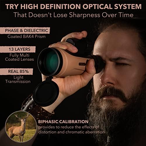 12x50 Monocular Telescope - FMC Fogproof, IP67 Waterproof Hand Held Telescope - BAK4 Phase and Dielectric Coated Prism - Adventure Accessories Set: Bag, Smartphone Adapter, Mini Tripod