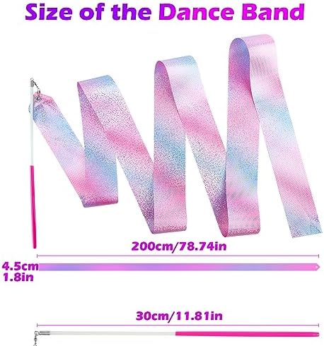14PCS Sparkling Dance Ribbon for Kids Girls Princess Mermaid Ballet Ballerina Gymnastics Birthday Party Favors Decorations, Kids Twirling Streamer Ribbon Dancer Wands for Outdoor Toys