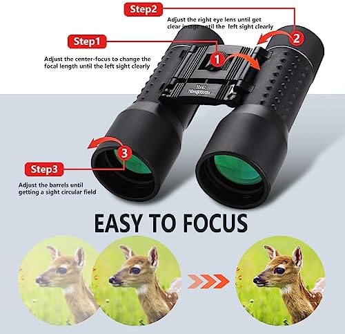 12X42 HD Binoculars for Adults, Professional Large View Binoculars with Clear Low Light Vision, Waterproof Binoculars for Bird Watching, Hunting, Travel, Hiking, Sports, Concerts