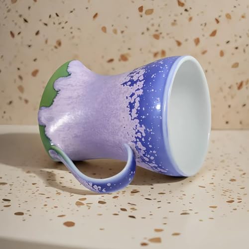 12Oz Color Glazed Purple Ceramic Coffee Mug,Cool Cup With Handle Suitable for Office and Home,Drinking Coffee, Tea, Cocoa and Milk Lead-free Lead-cadmium Dishwasher Microwave Safe