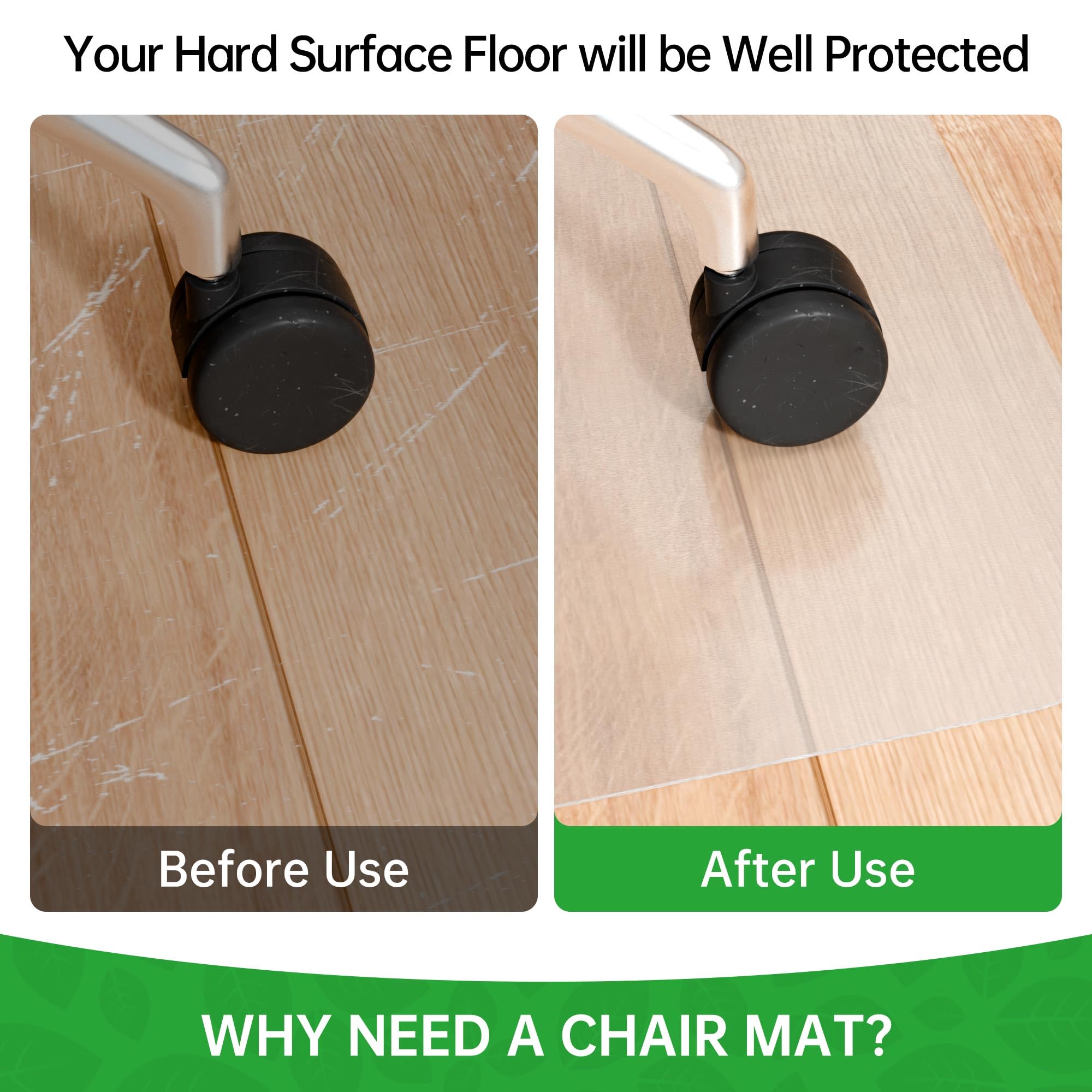 100pointONE Large Office Chair Mat for Hardwood Floor, 40” x 48” Clear Desk Chair Mat for Hard Floors, Easy Glide Floor Protector Mat for Home Office Rolling Chair
