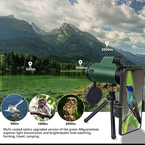 12X50 HD Monocular High Power Monocular Telescope for Adults, Monoculars for Wildlife Bird Watching Hunting Camping Travel Scenery with Smartphone Holder & Tripod