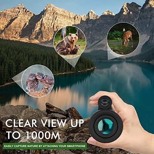 12x52 Monocular Telescope with Smartphone Adapter and Upgraded Tripod, HD Handheld Telescope - High Powered Monocular Scope for Adults - Birdwatching - Gifts for Men Him Dad Husband Boyfriend (Black)