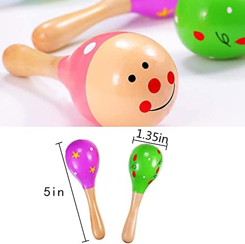 12 PCS Mini Fiesta Wooden Maracas Toys, Wooden Maracas Festival Painting, Wooden Carnival Maracas (Random Colors)