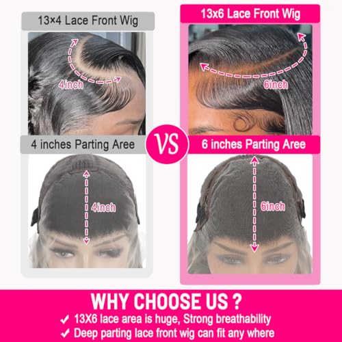 13x6 Body Wave Lace Front Wigs Human Hair Pre Plucked HD Transparent Lace Frontal Wigs Human Hair 180% Density Glueless Wigs Human Hair with Baby Hair for Women 26 Inch