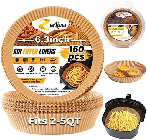 150 Pcs Airfryer Paper Liners Disposable Fits 2-5 Qt, Ninja Airfryer Liners – Water & Oil Proof, Ninja Air Fryer Liners Disposable Paper