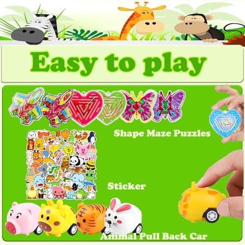 107 PCS Party Favors Toys for Kids, Treasure Box Toys for Classroom, Pop Fidget Toys Treasure Chest for Kids Prizes Classroom, Bulk Pinata Stuffers Goodie Bag Fillers for Kids 4-8