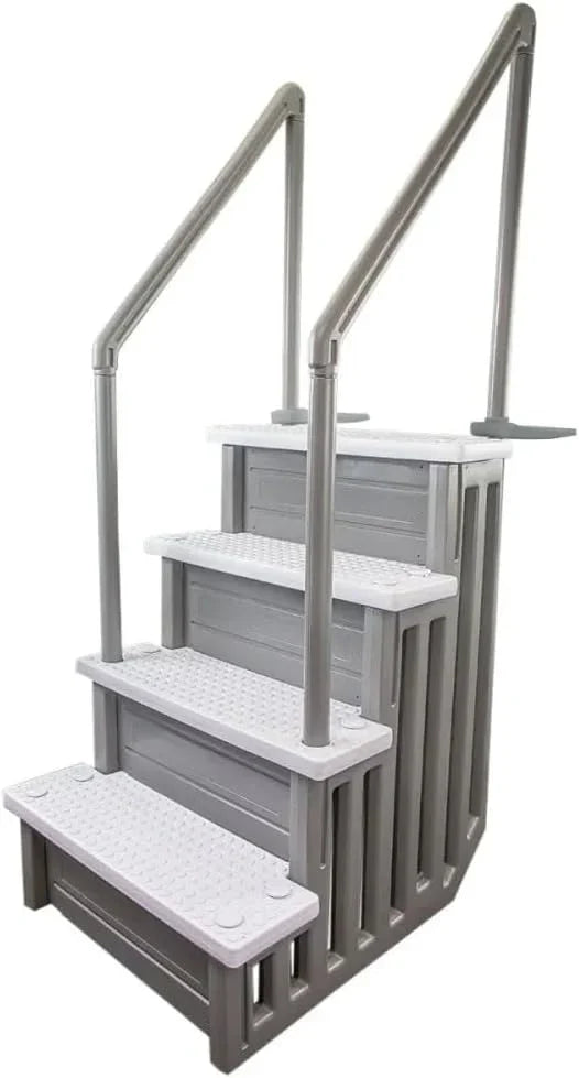 Select Anti-Slip in-Pool Steps | Gray | for Above GroundSwimming Pools | Can Mount to Decks 48" to 54" H | SafetyStairs Capacity Up to 300 lbs