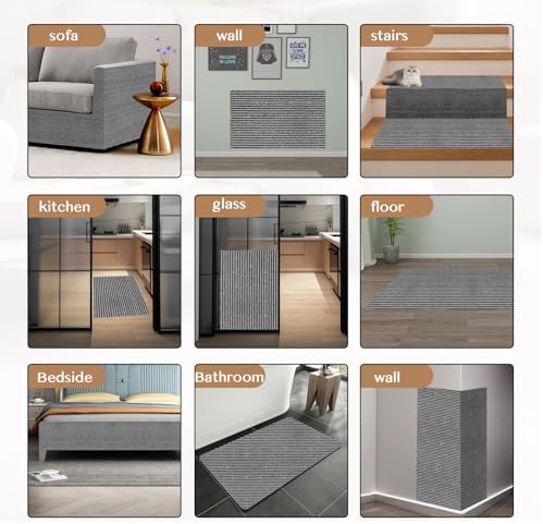 118"x15.8" Cat Scratch Couch Furniture Protector, Adhesive Cat Scratch Pad Deterrent for Furniture, DIY Climbing Anti Cat Scratcher Couch Protector from Cat Claws Scratching for Indoor (LightGrey)