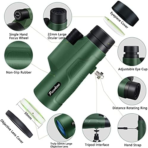 12X50 HD Monocular High Power Monocular Telescope for Adults, Monoculars for Wildlife Bird Watching Hunting Camping Travel Scenery with Smartphone Holder & Tripod
