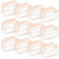 12 PCS Clear Toiletry Bag for Women Men, Transparent Cosmetic Bag for Travel Makeup Organizer TSA Approved Pouch -Orange-pink, Small